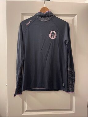Craft Women's Dark Gray Hoodie with Pink Logo and Trim